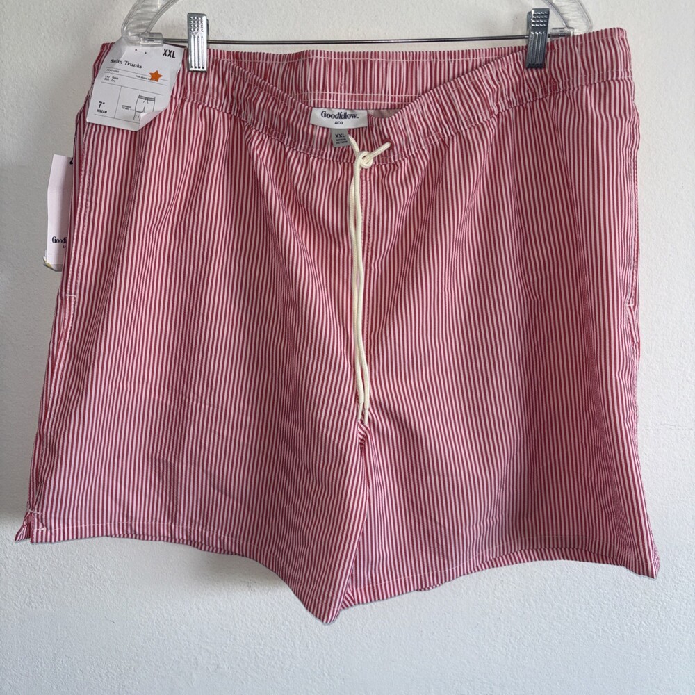 Goodfellow & Co Big and Tall Swim Trunks Red Stripe Seersucker Size 2XL NEW